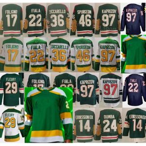 Kob Retro Hokey Kirill Ka Prizov Formaları 29 Marc-Andre Fleury Jared Spurgeon Marcus Foligno Kevin Fiala Mats Zuccarello Matt Dumba Joel Er Er