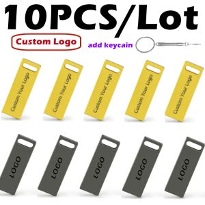 Laufwerke 10pcs/Lot Custom Company Logo Fashion Mini Metal USB Flash Drive 4 GB 8 GB 16 GB 32 GB 64 GB Pendrive 128MB Flash -Speicher USB -Stick