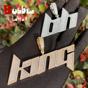 Colares letra de bolha de colar gelado para mulheres esportivas nomes personalizados pinging pingent cenando jóias de hip hop
