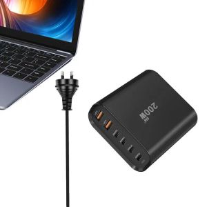 Laddare 200w USB C Super Fast Charger Typec PD 200W 2A4C Snabbladdning Laptop Power Adapter Foriphone Formacbook Forgalaxy
