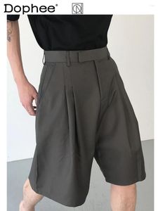 Shorts masculinos A- line terno 2024 Summer Male de ponta sofisticado calça confortável de cor sólida da moda