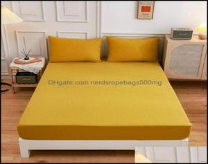 寝具のテキスタイルガーデンシートセットホームファッションジンジャーカレーソリッドカラーフィットシートベッドer sabana bedspread round el6709681