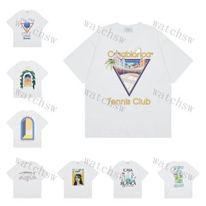Gömlekler Kazablanka T-Shirt Erkekler Tişört Tasarımcının Yeni Baskılı Yuvarlak Boyun Pamuk Kısa Kollu Erkek ve Kadınların Gevşek Sporları Günlük Kısa Kol S-XL