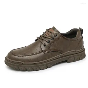 Casual Shoes Classic Retro Men's Oryginalny skórzany, grube podleczone Oxford Lace Up English Style Outdoor Sport