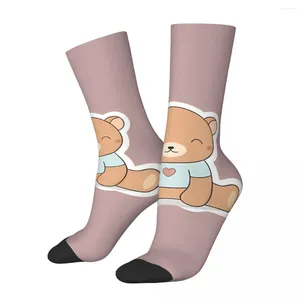 Herrensocken Happy Ted Pink Vintage Teddy Bear Streetstyle Seamless Crew Socken Geschenkmuster gedruckt