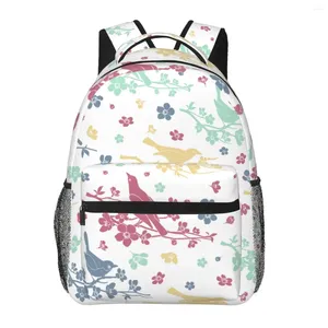 Backpack Teen School Bag para meninas Bookbag Bolas de estudante de estudante de estudante escolar pássaros Flor Branch Bagpack