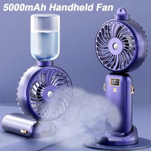 Diğer Aletler Elde Taşınır Fan 5000mAh USB Şarj Taşınabilir Mist Elektrik Fan Sprey Fan 5 VEDE MINI FAN LED Dijital Ekran J240423