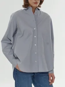 Kvinnors blusar 2024 Casual Loose Profile Shirt Kvinnliga grå broderade kvinnor