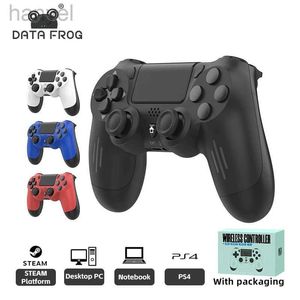 Spelkontroller Joysticks Data Frog Bluetooth-Compatible Wireless Controller för Slim Pro PC Vibration 6-Axis Motion Sensor Joystick Gaming Gamepad D240424