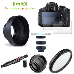 Filters Uv Filter Lens Hood Cap Cleaning Pen + 2x 9h Tempered Glass Lcd Screen Protector for Panasonic Lumix Fz80 Fz82 Fz85 Camera