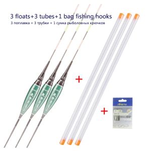 Acessórios 3pcs/lote de pesca elétrica flutuadores+3pcs tubos flutuantes+1 gancho de presente de bolsa bóia luminosa lago rio bobber bóia