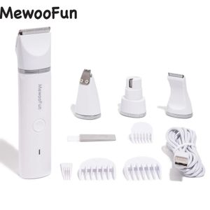 Mewoofun 4 i 1 Pet Electric Hair Trimmer med 4 blad Grooming Clipper Nail Grinder Professional Laddar frisyr för hundar katt 240424