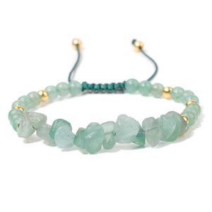 Beaded Hot Irregular Green Aventurines Gravel Armband Natural Stone Amethysts Armband Kvinnor Justerbart rep flätade armband gåva 240423