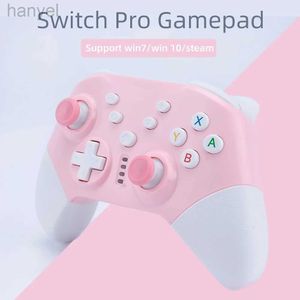 Spelkontroller Joysticks Switch Pro GamePad stöder Switch Console med dubbla motorvibrationer Pink Game Controller stöder PC Win10 D240424