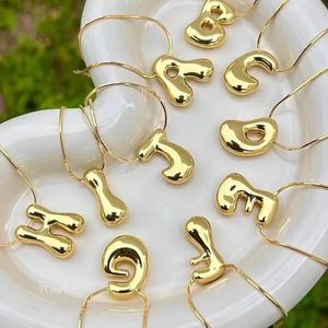 Pendant Necklaces 10PCS Initial Letter For Women Gold Color Chain Bubble Custom Puff Necklace Personalized Jewelry