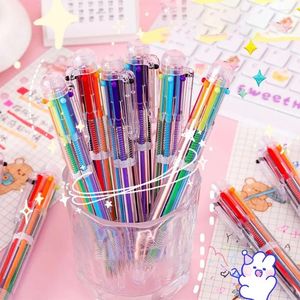 1pc 6IN 1 BALLPOINT PEN 6 Colors Пластиковый рисунок красочный студенческий сочинение канцелярских товаров творческий офис запас