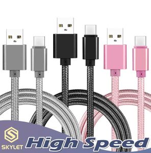 Höghastighet USB -kablar Typ C till C laddning Adapter Datasynkronisering Metall Linje 0,48 mm tjocklek Stark flätad laddare