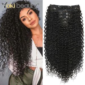 26 Synthetic Jerry Curly Clip In Hair Double Weft Full Head Japanese Organic Ice Silk Hairpiece Black Brown 140g 240410