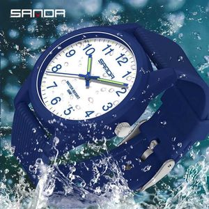 Начатые часы модные простые Quartz Sport Watches Япония Оригинальные батареи Quartz. Начатые часы Женщины Человек смотрит на водонепроницаемые Sanda Clock New Style 240423