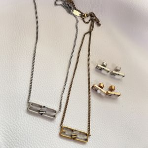 Luxus B -Buchstaben Marke Kupfer Ohrringe Halskette Party Schmuck Geschenk für Frauen 18k Gold Retro Vintage Pink Kurzkette Choker Oorbellen Brincos Ohrring Halskette