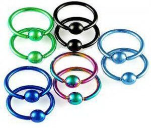 wholes 100pcslot mix 7 colors 16G stainless steel body jewelry CBR ring eyebrow banana bar nose rings1070179
