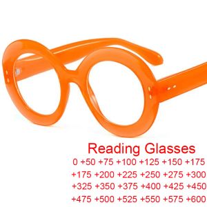 Linsen Marke Rezept Lesebrille Frauen transparente Computer große runde Brillen Rahmen Retro Orange Pink Big Brille