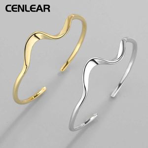 Beaded Cenlear 925 Sterling Silver Simple Wave Armband för Womens Fashion Versatile 18K Gold Plated Open Armband 240423