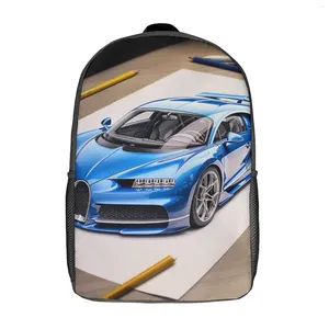 Ryggsäck sportbil färgad tecknad blyertskonst vandring ryggsäckar student stil high school väskor designer tryck ryggsäck