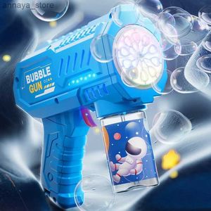 Gun Toys 2024 SpaceElectric Bubble Gun Kids Toy Bubbles Machine Automatic Soap Blower with Light Summer Outdoor Party Games Children GiftL2404