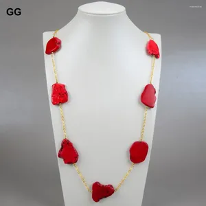 Pendant Necklaces GG Red Imperial Jasper Stone Turquoise Gold Plated Chain Necklace For Women