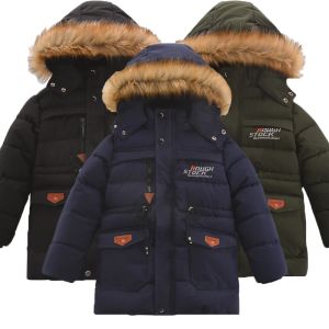 Sets New Winter Boys Jacket Heavy Plus Veet Thicken Fur Collar Keep Warm Hooded Windbreaker Coat for 312 Years Old Kids