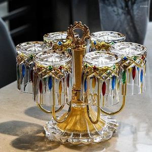 Copos de vinho European Luxury Home Glass Copo Avançado Sensidade de sala de estar Hóspedes bebendo traje de luz de cristal pintado