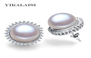 Yikalaisi 925 Sterling Silver Jewelry Natural Freshwater Pearl Stud örhängen Classic Audrey Hepburn Wedding 2106185432622