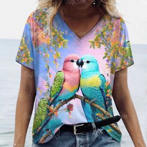 Women's T-Shirt Summer V-Neck Short Sleeve T-Shirts Loose Plus Size Tops Animals Print Everyday Life Clothing Womens Casual T Shirts Clothing 240423