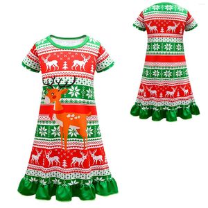 Casual Dresses Christmas Girls Dress for Baby Barn Child Child Santa Claus Girl Home Clothes Festival Red Costume Xmas Summer Comfort