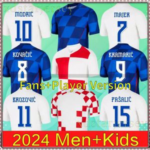 Soccer Jersey 2024 Euro Cup New 2025 Croatie National Team 24 25 Football Shirt Kids Kit Set Home White Away Blue Men Uniform MODRIC KOVACIC PASALIC PERISIC