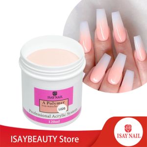 Liquids ISAYBEAUTY 120g Nail Acrylic Powder White Pink Clear Carving Crystal Polymer Builder Nails Extension power dipping nail polish