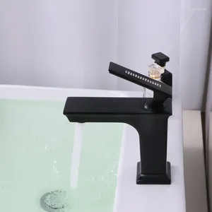 Bathroom Sink Faucets Free Ship Black Finish Square Basin Vessel Faucet Mixer Tap Deck Mounted Crystal Handle Luxury