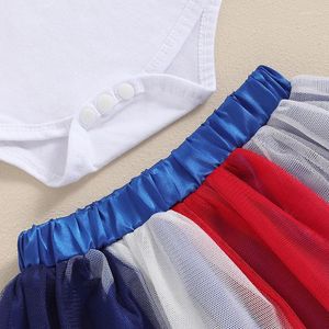 Zestawy odzieży Urodzona dziewczynka 4 lipca strój Słoneflower Romper Red White and Blue Tutu Spódnica