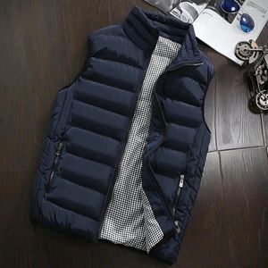Erkek Yelekler Erkek Yelek Paketli Yelek Kış Zipper Ceplerle Yastıklı Kış Stand Yakası Kalın Sıcak Kolsuz Ceket Boyun