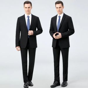 Anzüge hochwertiger Qualität (Blazer+ Hosen) Männer Britisch -Stil Eleganter Mode Senior Simple Wedding Party Gentlemen Slim Anzug 2 Stücke
