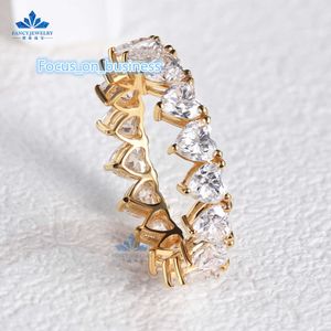 New hot style 18K Yellow Gold Hear shape 3.5*3.5mm whole eternity diamond moissanite band ring