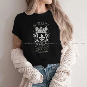 女性のTシャツsigillum militum christiスタイルポリエステルTシャツテンプラーナイトトップ品質クリエイティブグラフィックシャツのもの