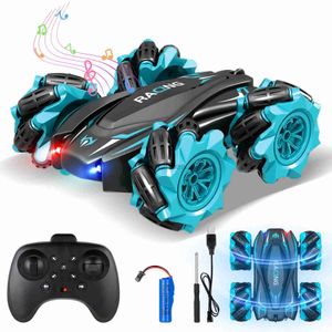 Electric/RC Car Remote Control Cars for Kids Double Sided Roting 4WD RC Cars with Universal Wheels Strålkastare Racing RC Stunt Car Toy 240424