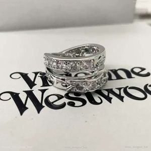 디자이너 Vivienen Westwoods New Viviane 23 년 새로운 Western Empress Dowager Double Layer Full Diamond Belt Buckle Light Luxury Saturn Coup Ring 3670