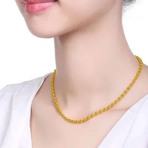 Neck Jewelry High-quality Gold Bead Necklace 999 Solid Ball Chain for Men and Women