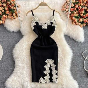 Basic Casual Dresses YuooMuoo Chic Fashion Sexy Package Hips Lace Patchwork Knitted Summer Dress Women Black Mini Party Dress Streetwear OutfitsL2403