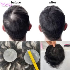 Toupees Pwigs İnce Skin Pu Avrupa Saç Yamaları Erkekler İçin Toupee 8cm x 8cm Saç Parçası Kel Spot için Saç Değiştirme Sistemi