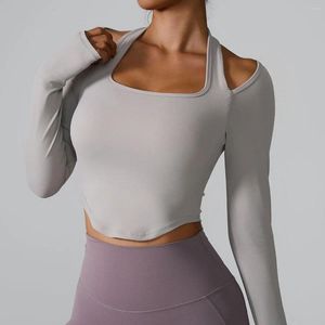 Camicie attive top sport sexy con donne imbottite da donna a maniche lunghe abbigliamento da palestra di allenamento da palestra