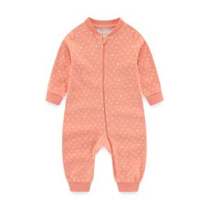 Jednoczęściowe Kiddiezoom Fashion Cartoon Orange Love 100%bawełniany zamek błyskawiczny Baby Boy Girl Rompers Soft Noworn Jumpsuits Ubrania